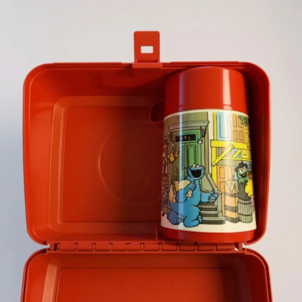 Vintage Aladdin‎ Kid Kits Sesame Street Lunch Box Thermos Back to School Orange